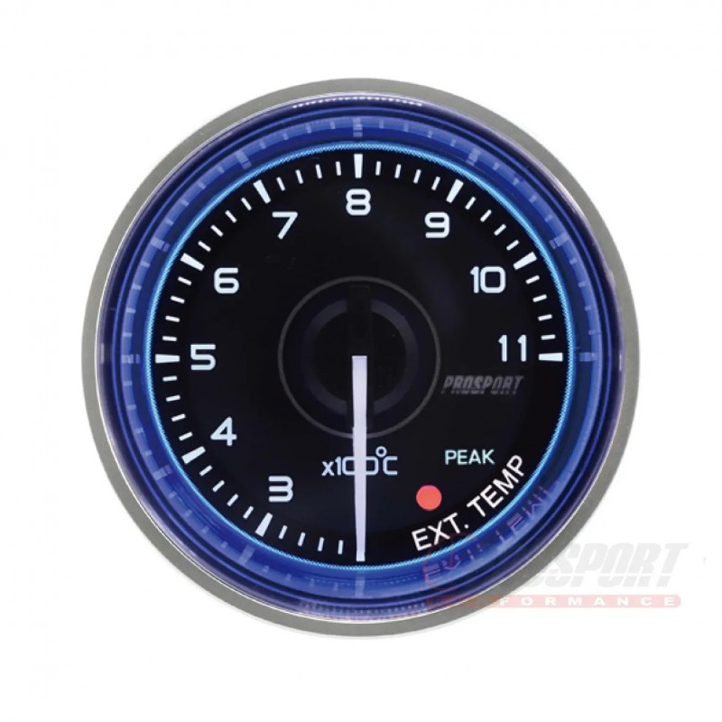 Température Gaz Echappement - Manomètre ProSport - Ø52mm - Crystal Blue - EGT