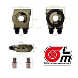 Sandwich plate with thermostat (for oil cooler) with sensor holes 1/8 NPT
