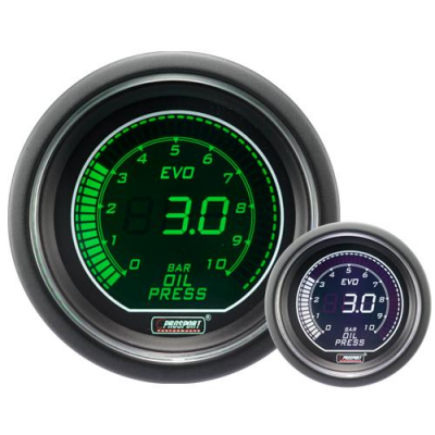 Pression Huile ProSport Manomètre 52mm - EVO - Blanc/vert